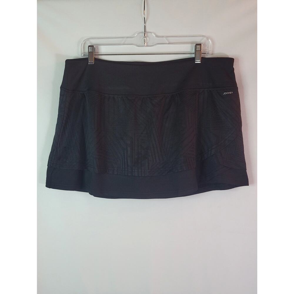 Jockey Layered Black Geometric Inertia Skort Tennis Golf Pickleball Women's XL